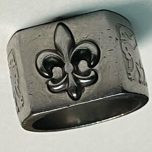 Men's Heavy Stainless Steel Fleur De Lis Statement Ring Size 8